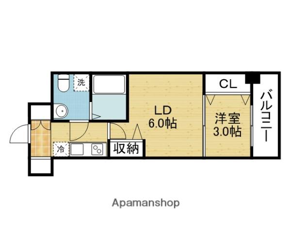セレニテオズ北巽(1DK/2階)の間取り写真