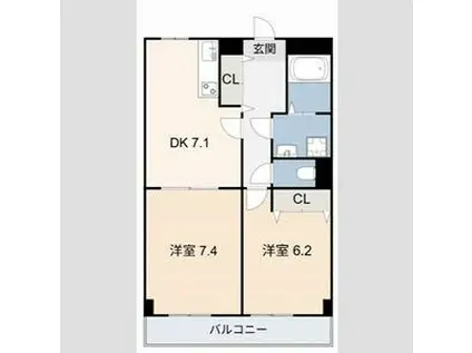 SOLE城山(2DK/3階)の間取り写真