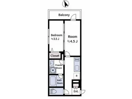 ラヴィエール上中里(1DK/2階)の間取り写真