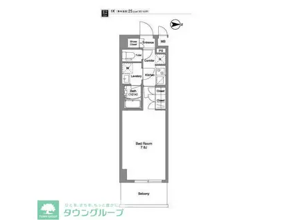 コンフォリア西新井(1K/7階)の間取り写真