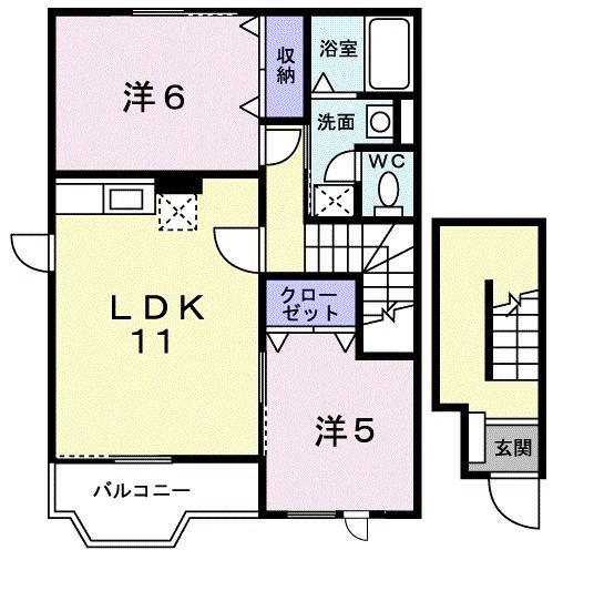 ソレイユ.エムII(2LDK/2階)の間取り写真