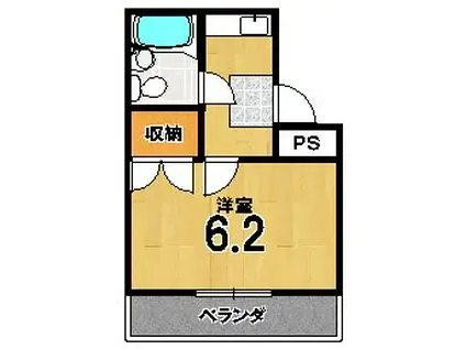 カーサ近衛(1K/3階)の間取り写真