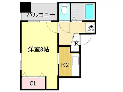 クレスト上町(1K/4階)の間取り写真