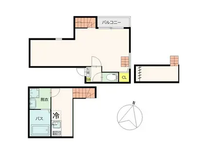 CASAFELICE通町(1K/1階)の間取り写真