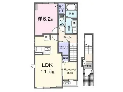 モン プチ アンジュ(1LDK/2階)の間取り写真