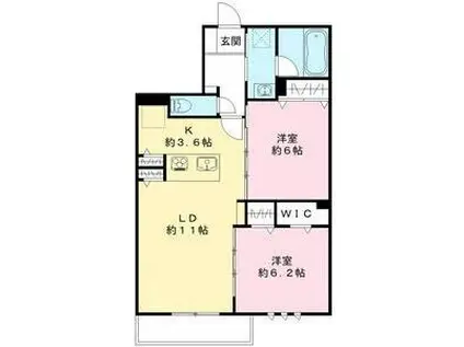 エスペランサII(2LDK/2階)の間取り写真