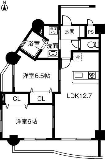 ガウディティエルノ(2LDK/2階)の間取り写真
