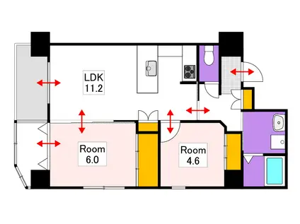 SIDE-I(2LDK/7階)の間取り写真