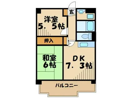 サンコール青葉台(2DK/3階)の間取り写真