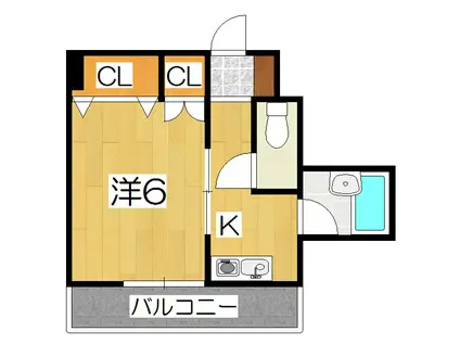 ヤマシナアーバンコテージ(1K/2階)の間取り写真