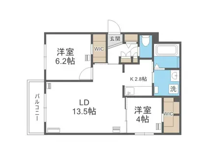エフュート二十四軒(2LDK/4階)の間取り写真