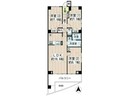 LIVE REST KAWASAKI 515(3LDK/5階)の間取り写真