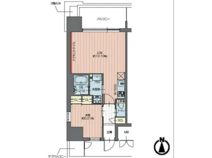 プレジオ川口(1LDK/12階)の間取り写真