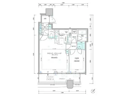 パークタワー勝どき サウス棟(1LDK/12階)の間取り写真