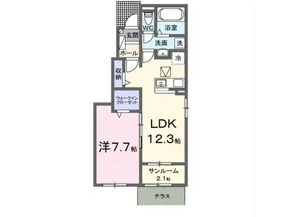 ベル シエルメール III(1LDK/1階)の間取り写真