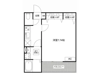 MQUARTO柏III(1K/1階)の間取り写真