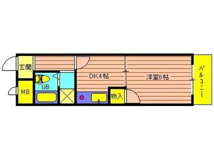 シャトルウッド(1DK/2階)の間取り写真