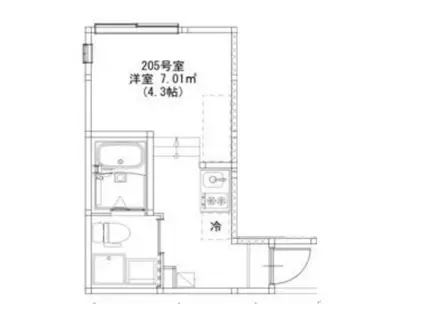 ノベレア(1K/2階)の間取り写真
