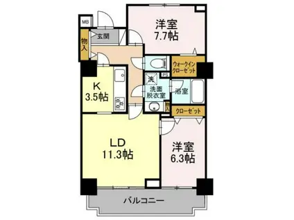 アコール北千住(2LDK/3階)の間取り写真