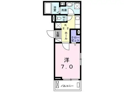 ジェルメ 壱番館(1K/2階)の間取り写真