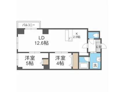 PRIME URBAN北3条通(2LDK/6階)の間取り写真