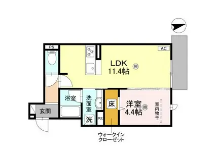 クレッシェンドVI(1LDK/1階)の間取り写真