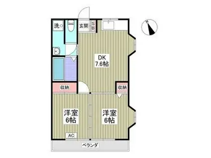 幸伸マンション(2DK/1階)の間取り写真