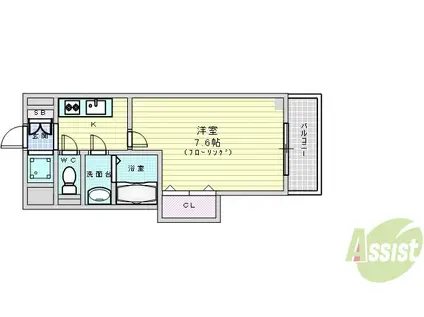 LUXE新大阪4(1K/15階)の間取り写真