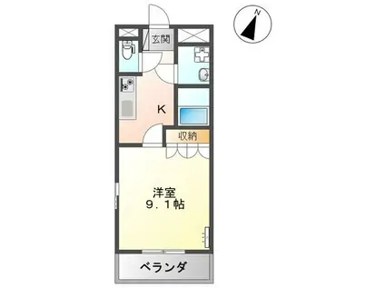 BIENVIVRE楡木II(1K/1階)の間取り写真