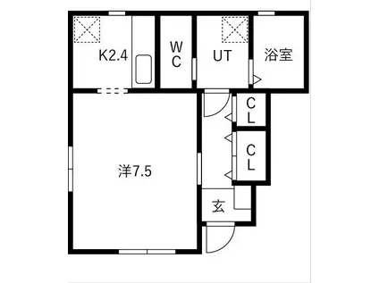 エル・アルビオF棟(1K/1階)の間取り写真