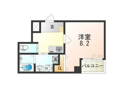 エヌエムスワサントキャトルズ(1K/2階)の間取り写真