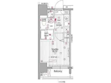 ガーラシティ渋谷南平台(1K/5階)の間取り写真