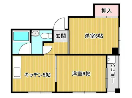 AVANZARE三先(2DK/2階)の間取り写真