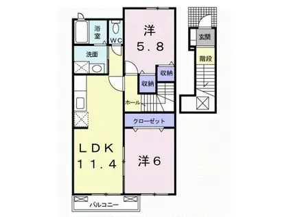 コートジュネス II(2LDK/2階)の間取り写真
