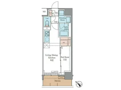 LUXENAPAWS南行徳(1LDK/3階)の間取り写真