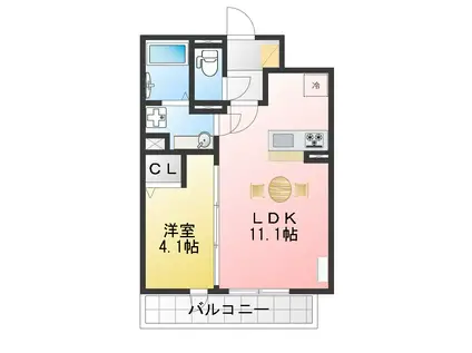 ALIVIO TK(1LDK/3階)の間取り写真