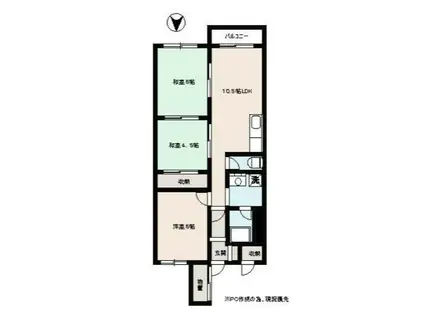 グランドハイツ澄川B(3LDK/3階)の間取り写真