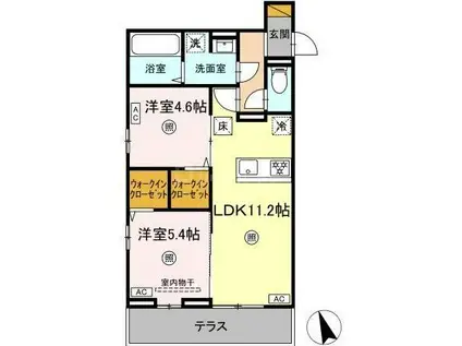 前原東NTステージ(2LDK/1階)の間取り写真