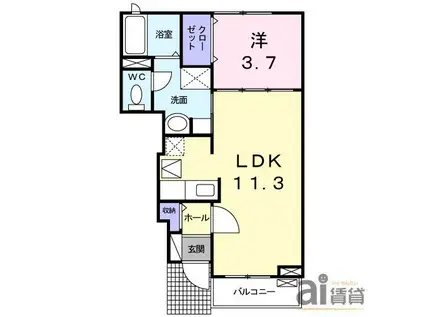 サン シャノワール(1LDK/1階)の間取り写真