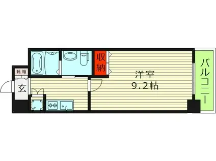 ルクレ京橋(1K/9階)の間取り写真