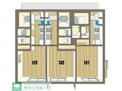 グランドメゾン向ヶ丘(1K/1階)の間取り写真