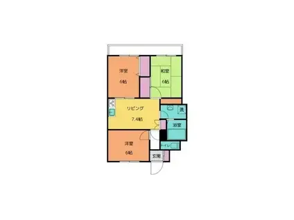 プチ・フォンテ(3DK/2階)の間取り写真