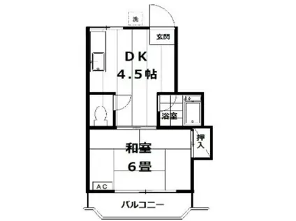 大泉コーポ(1DK/2階)の間取り写真