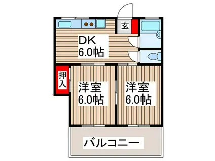 スターハイツ(2DK/2階)の間取り写真