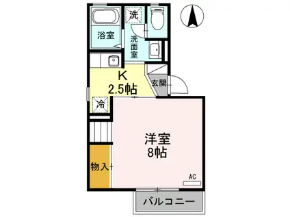 ロイヤルファミール D(1K/2階)の間取り写真