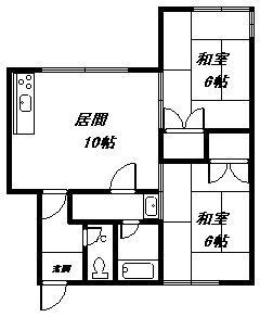 コーポカトレア(2LDK/2階)の間取り写真
