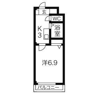 エトアール平針II(1K/2階)の間取り写真