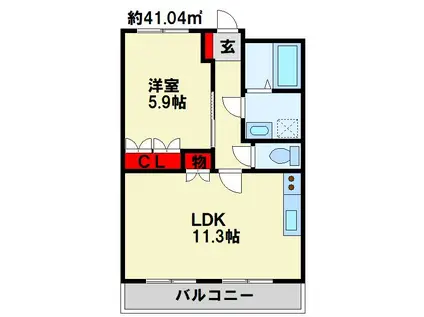 グランツ(1LDK/2階)の間取り写真