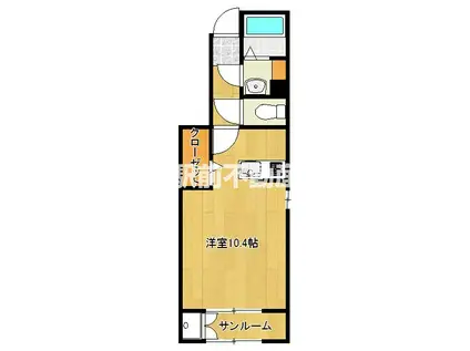 グリーンハウスK・TIIA(ワンルーム/1階)の間取り写真