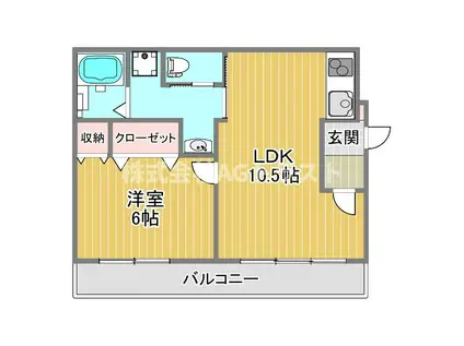 鈴屋ビル(1LDK/2階)の間取り写真